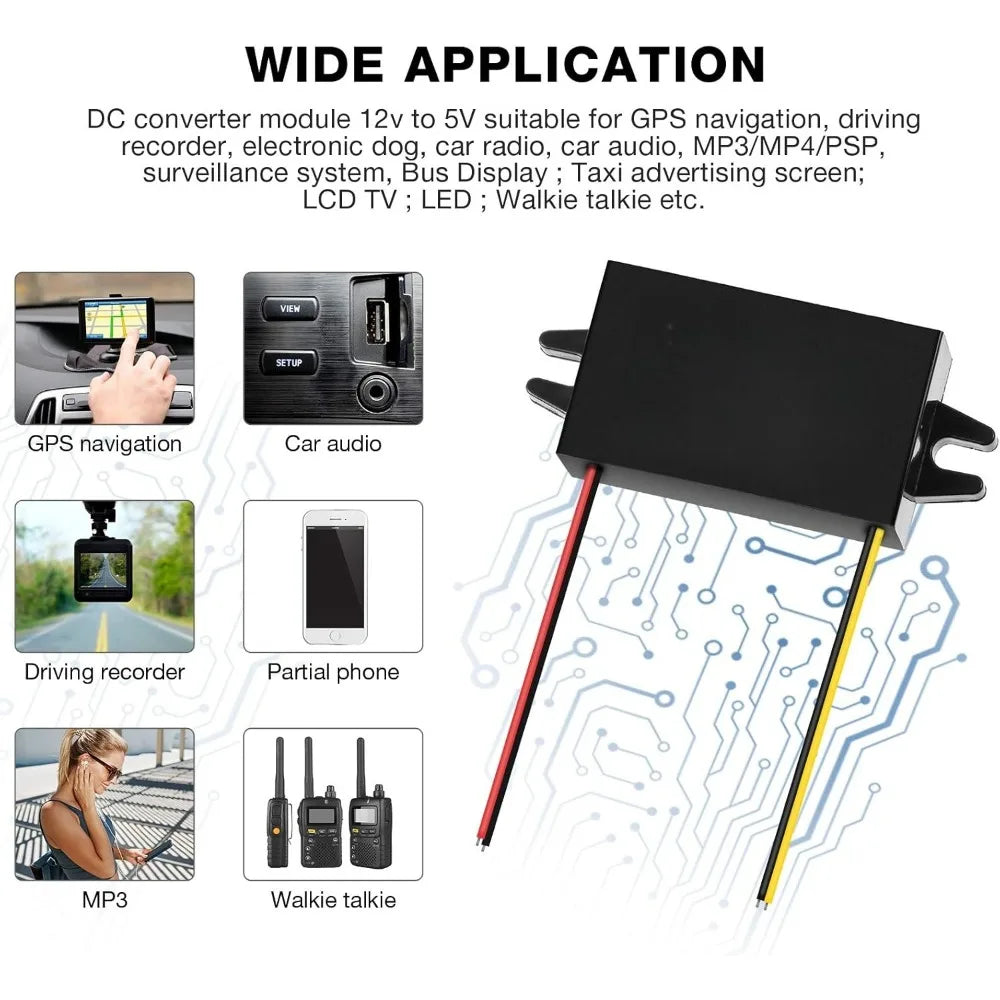 12V To 5V 3A Buck Converter Module Reduced Voltage Regulator Car Power Output Power Adapter Wire Interface For Car LED Display Oasis Select