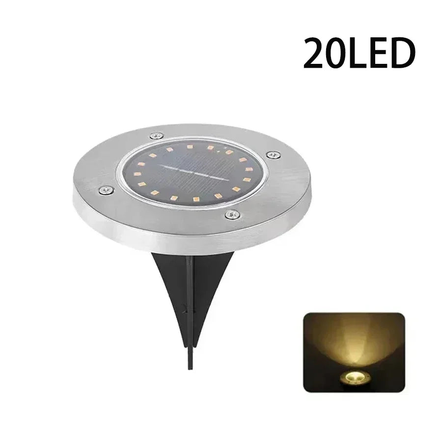 Outdoor Solar Ground Light Waterproof Garden In-ground Pathway Light Solar Landscape Light for Lawn Yard Deck Patio Walkway Oasis Select 20LED Warm White 4PCS