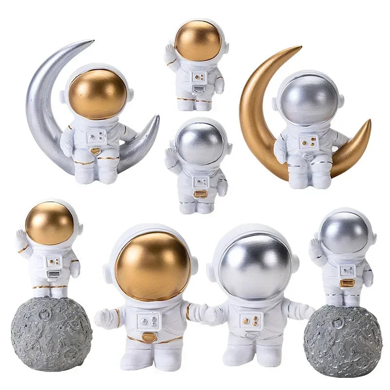 Astronaut Cake Topper Outer Space Birthday Decoration Astronaut Cake Decoration Planet Moon Baby Shower Kids Party mariage doré Oasis Select