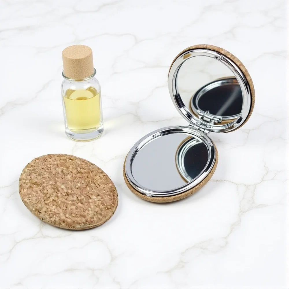 Cork Double-Sided Magnifying Compact Vanity Mirror | Foldable