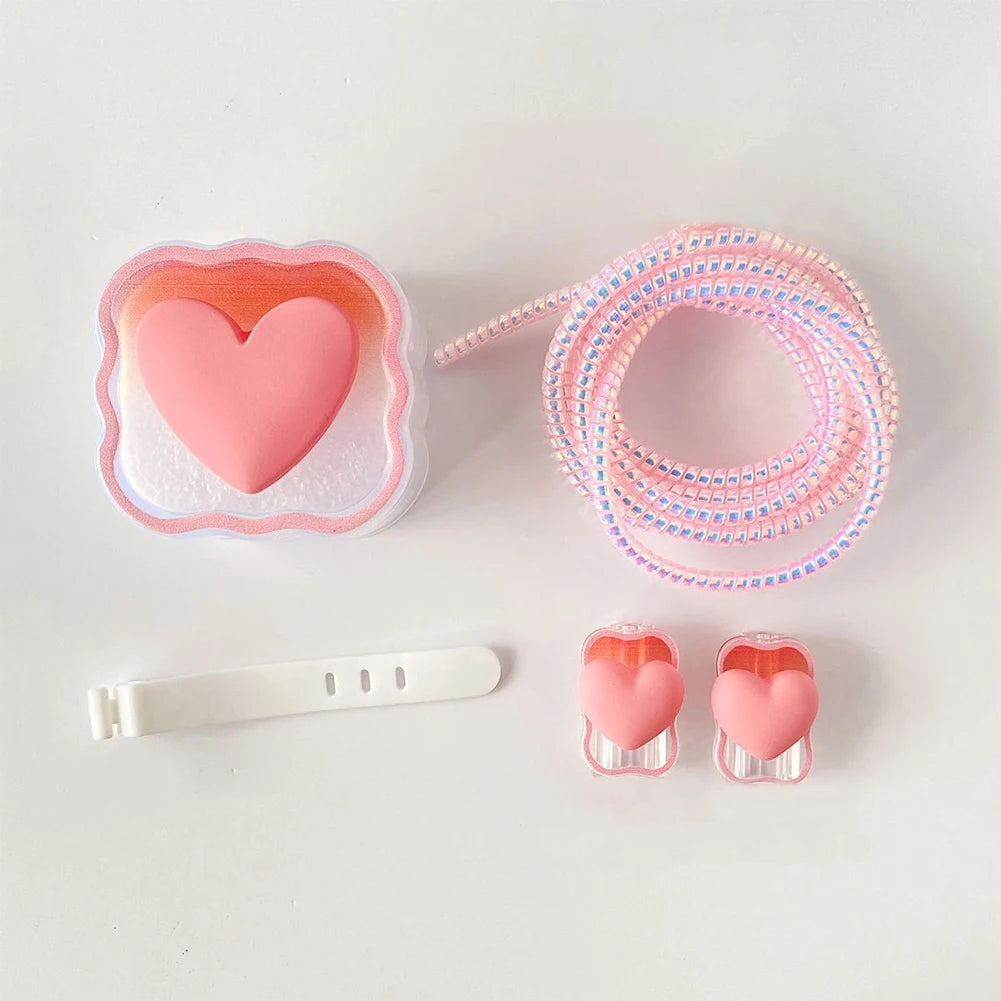 4-in-1 Love Heart iPhone Charger Cable Protector Cover Set