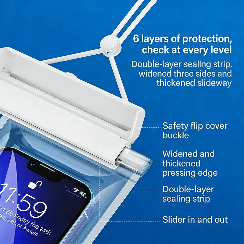 SUSU Universal Transparent Waterproof Touchscreen Phone Pouch Outdoor Diving And Swimming Crossbody Phone Case Oasis Select