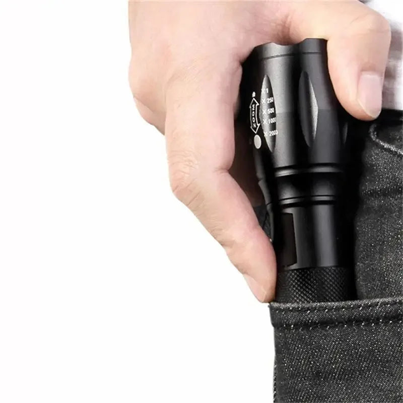 T6 Strong Light Flashlight LED Aluminum Alloy Telescopic Zoom Battery Version Outdoor Searchlight Remote Flashlight Oasis Select
