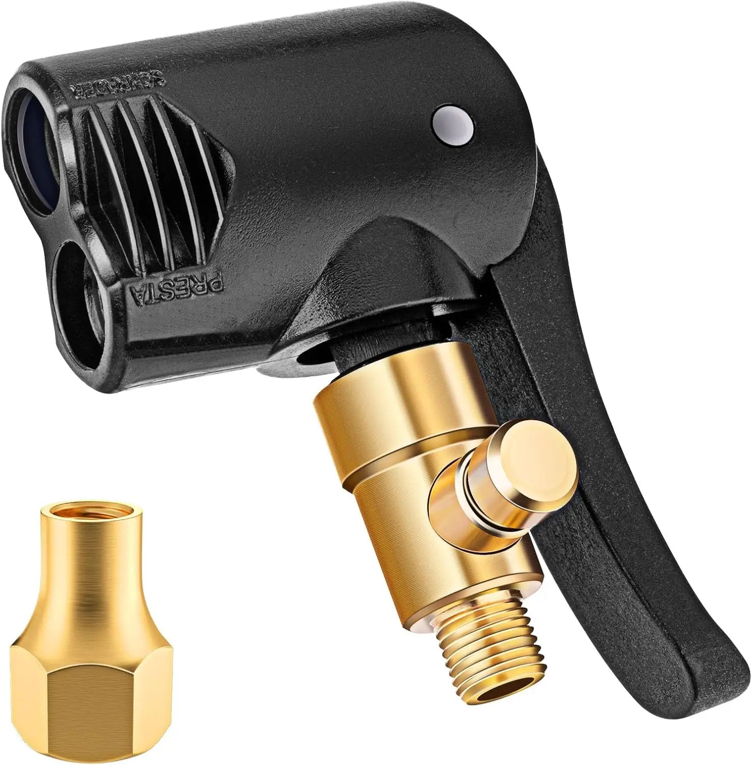 Metal Air Chuck Durable Universal 2-in-1 Bicycle Pump Nozzle Adapter Valve Connector for Car Motorcycle Bike Tire Inflator Tool Oasis Select black