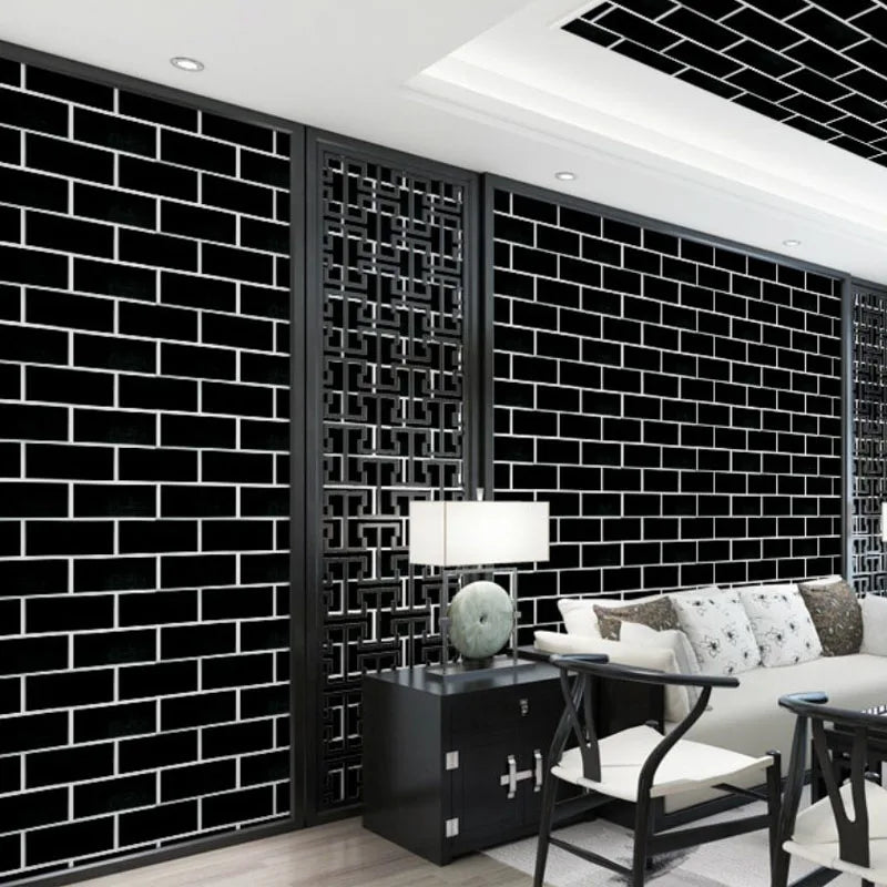 40cm Decorative Walls Paper Wall Stickers Adhesive Wall Wallpaper Waterproof and Anti Fouling Living Room Black Brick Pattern Oasis Select