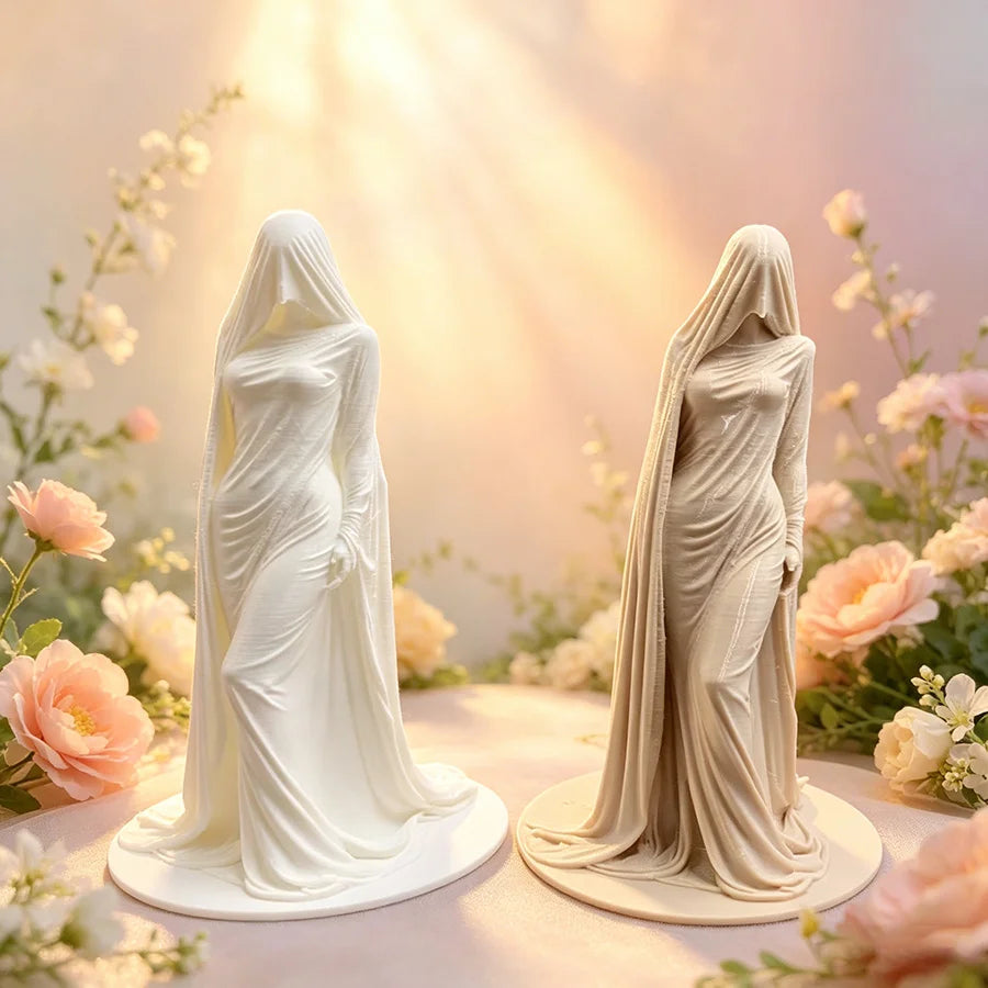 3D Printed Veiled Lady Sculpture Gothic Abstract Goddess Figurine Dark Academia Witch Decor Bedroom Living Room Home Decoration Oasis Select