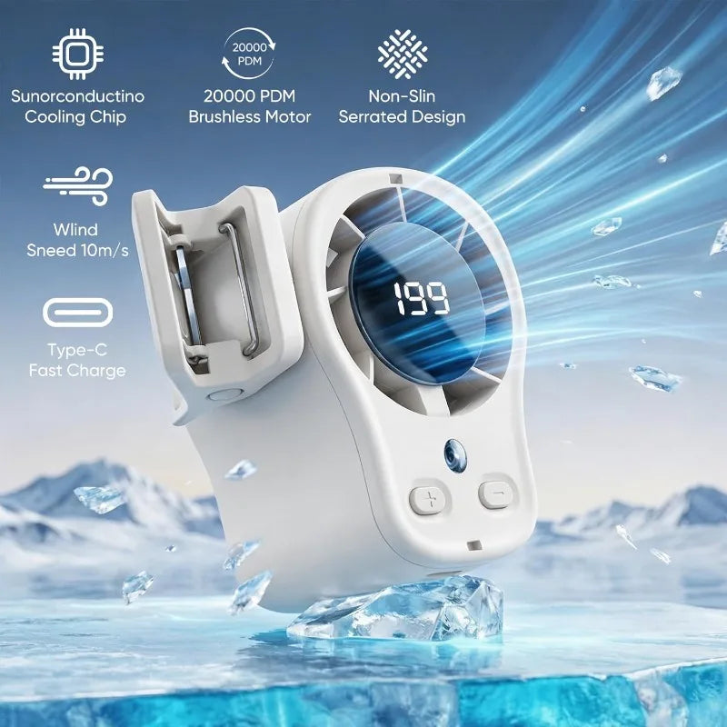 Clip on Semiconductor Cooling Car Fan USB Rechargeable Portable Desk Fan LED Display 360 Rotation Quiet Long Battery for Camping Oasis Select