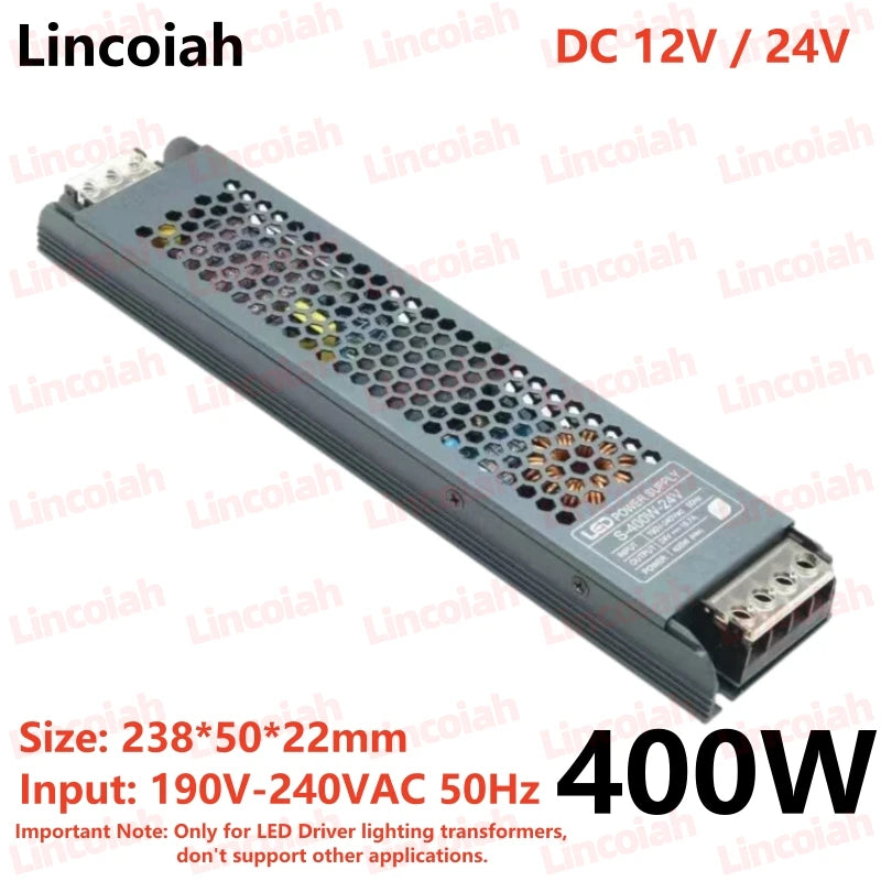 Lighting Transformer DC 12V/24V Power Supply Adapter 5A 12A Ultra thin LED Strip Switch Driver Lamp 60W 100W 150W 200W 300W 400W Oasis Select 400W 12 V