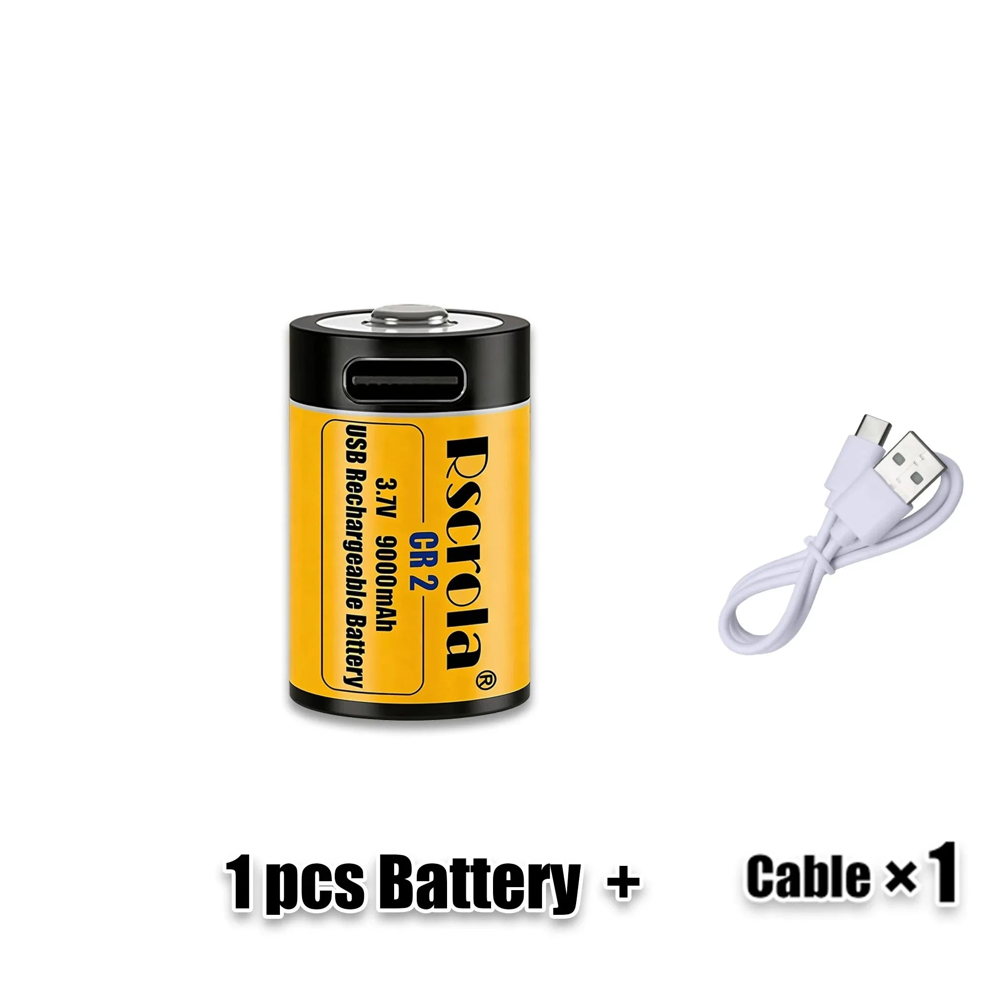 CR2 9000mAh 3.7V Li-ion Battery USB Fast Charging, Durable Rechargeable CR15H270 15270 for GPS Cameras Medical Oasis Select 1xCR2 1xCable1