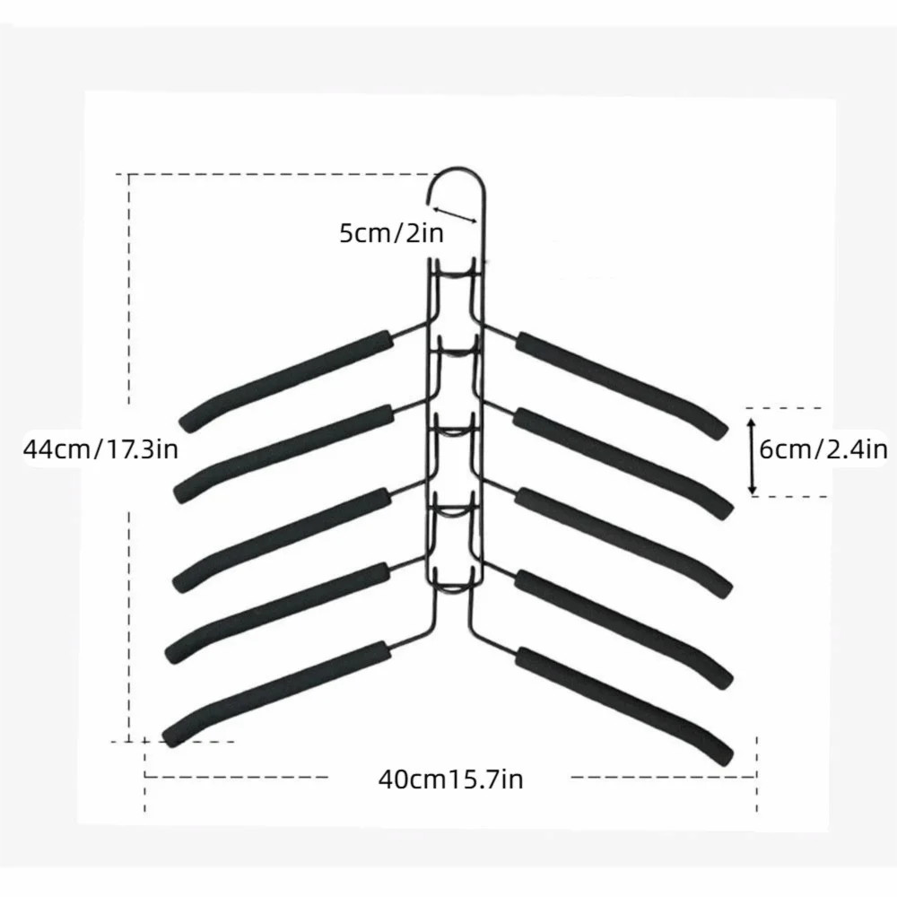 5 in 1 Multi Layer Hanger Detachable Non-Slip Foam Pads Multifunctional Clothes Rack Durable Seamless Space Saving Hanger Oasis Select