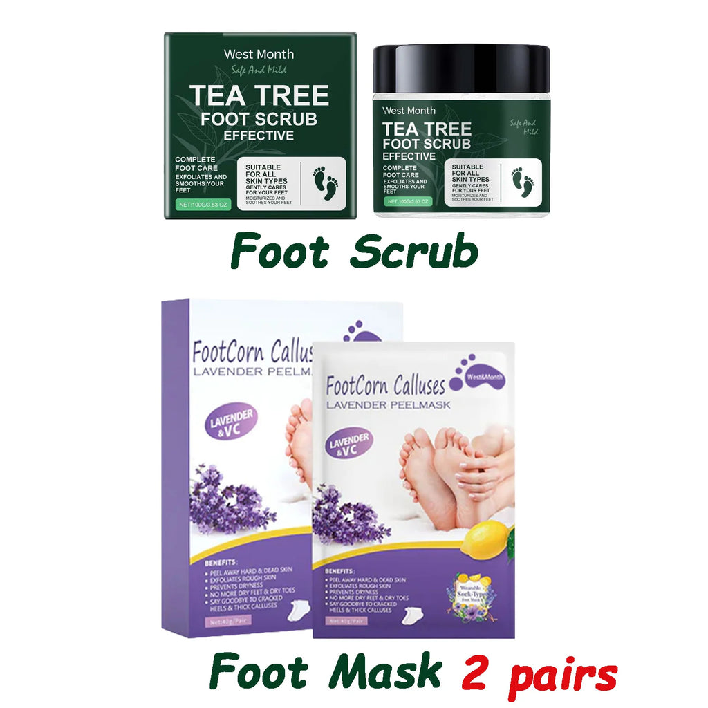 Exfoliating Tea Tree Foot Scrub Helps Remove Dead Skin Soften Rough Dry Feet Skin Cleansing Moisturizing Smooth Cracked Heels Oasis Select Mask and Scrub
