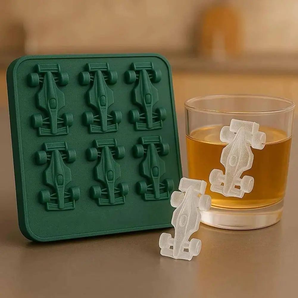 Formula Racing Car Ice Mold F1 Ice Mold, Silicone Racing Car Jelly Mold, 6-Cavity 3D Race Car Tumbler Ice Cube Tray Baking Tool Oasis Select