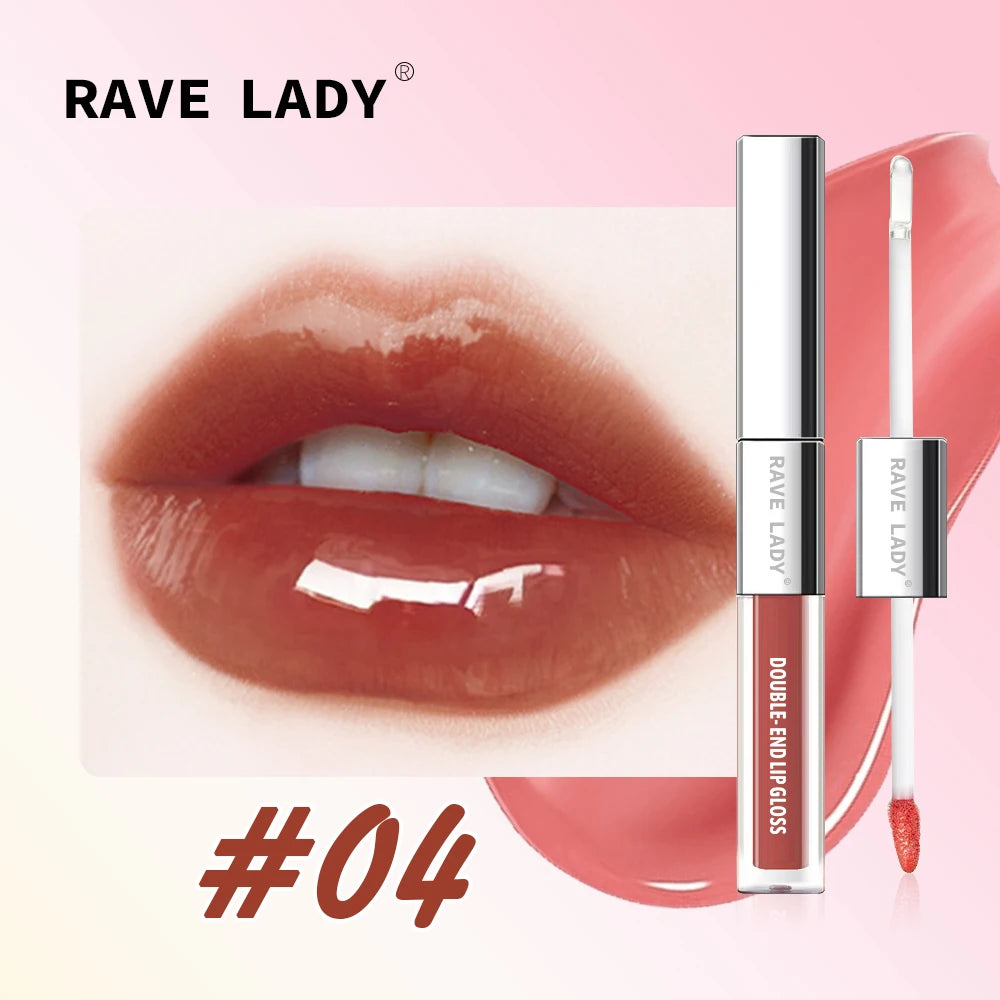 2 In 1 Double-End Matte Lip Glass Gloss Transparent Moisturizing Lip Oil Glaze Gloss Shimmer Liquid Lipstick Glossy Mirror Shine Oasis Select 04 4.4g