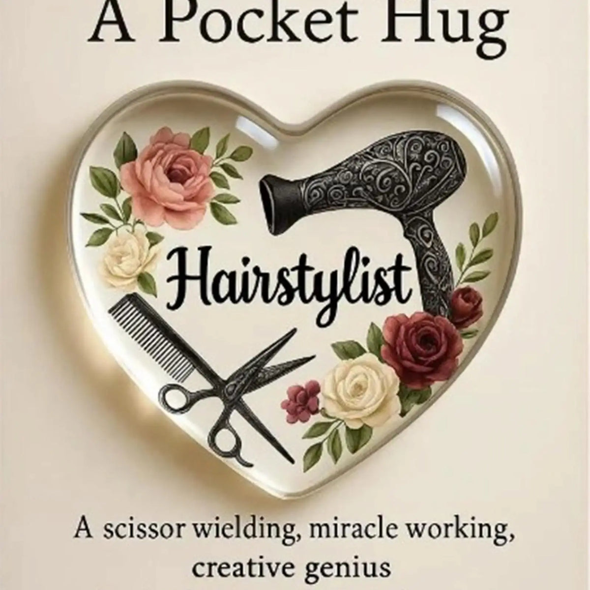 Christmas Hug 2D Heart Shaped Hairdresser Home Decor Appreciation Inspirational Pocket Card for Men Barber Hair Stylist Birthday Oasis Select