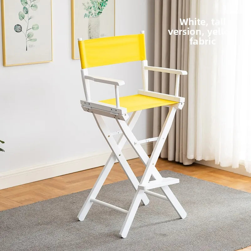 Beech director chair portable solid wood folding chair outdoor leisure chair makeup chair outdoor sketch chair bar chair fishing Oasis Select yellow cloth G