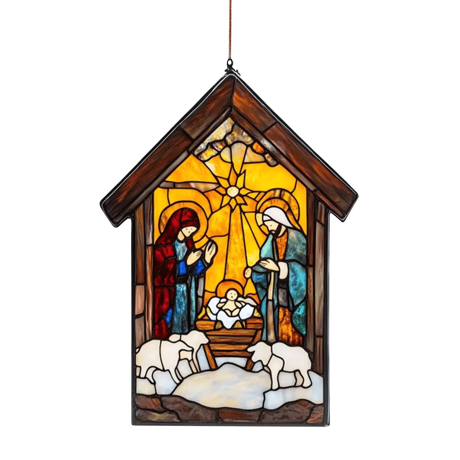 Nativity Scene Suncatcher – Stained Acrylic Window Ornament Window Suncatcher Oasis Select E One Size