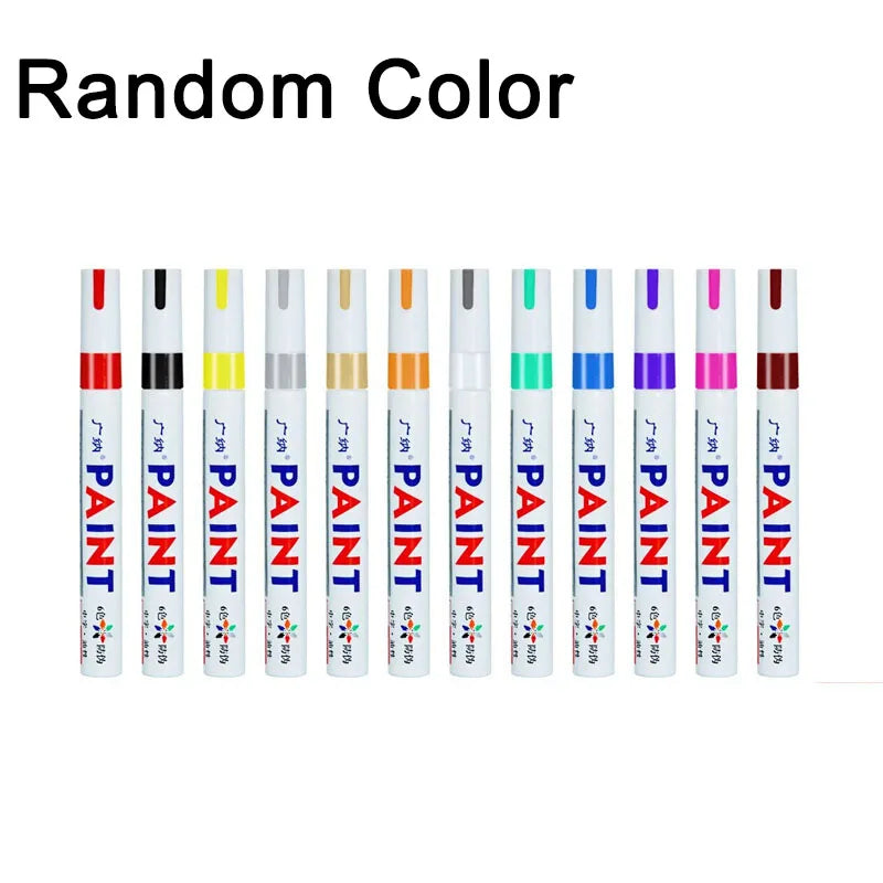 White Waterproof Cars Wheel Tire Oily Mark Pen Auto Rubber Tyre Paint Pen Cd Metal Permanent Paint Marker Graffiti Touch Up Oasis Select Random Color 5pcs