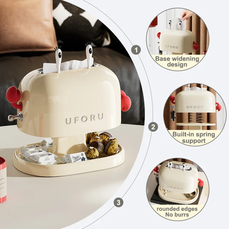 1 tissue box, featuring a cartoon design of Mr Crab, an adorable storage box ornament, suitable for holding keys, watches, jewel Oasis Select