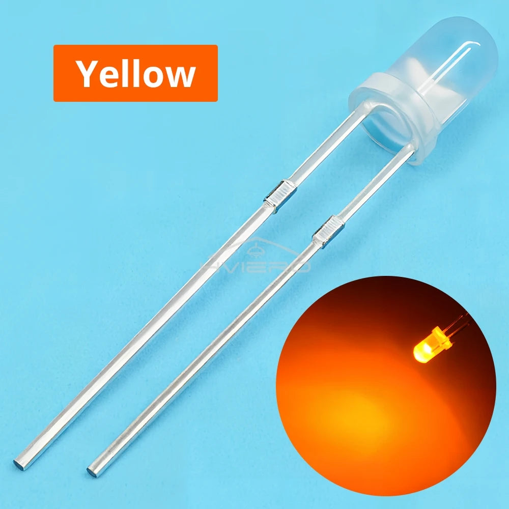 100PCS 3mm Diffused LED Diode Bulbs – 6 Colors | DIY & Decor