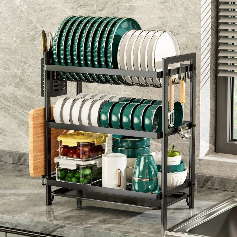 Kitchen Dish Drain Rack Tableware Pot Lid Cutting Board Shelf Drain Basket Sink Tableware Storage Rack Oasis Select