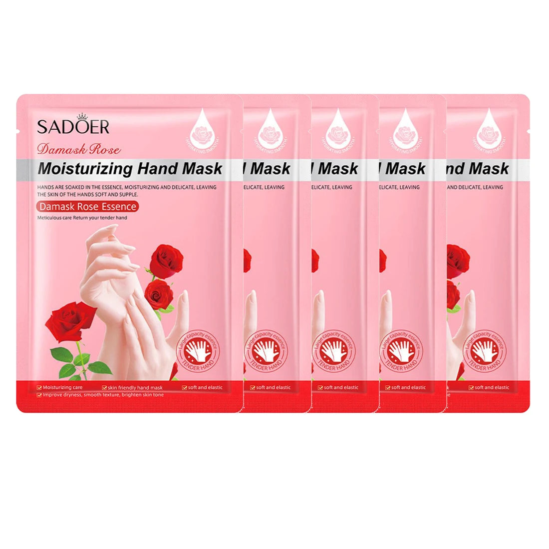 Hydrating Hand Mask Gloves – Rose & Niacinamide Moisturizing Hand Mask Gloves Oasis Select Rose-5PCS