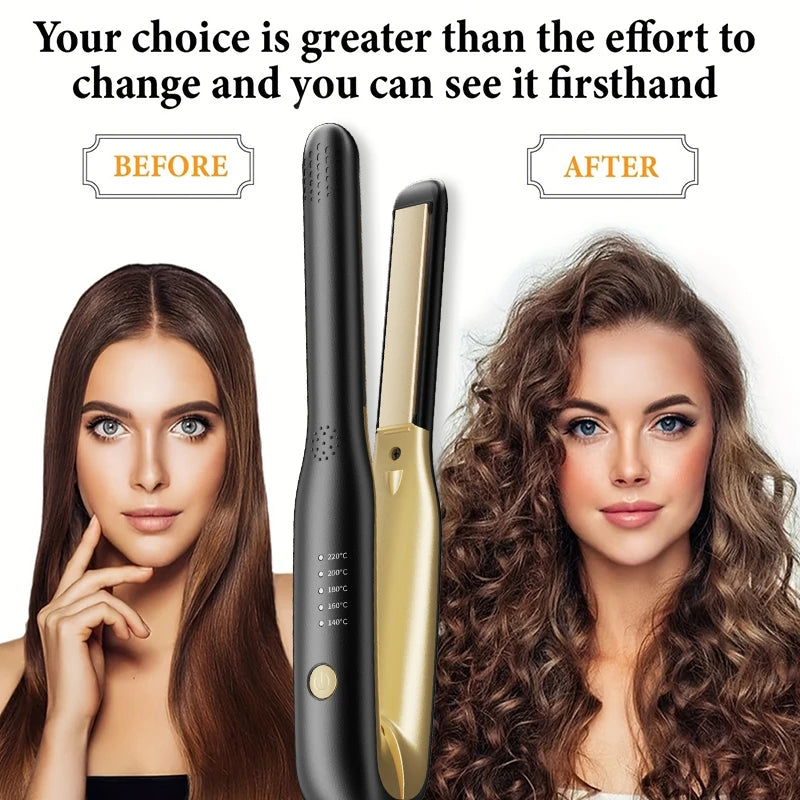URGGU 2-in-1 Mini Ceramic Hair Straightener & Curler Flat Iron