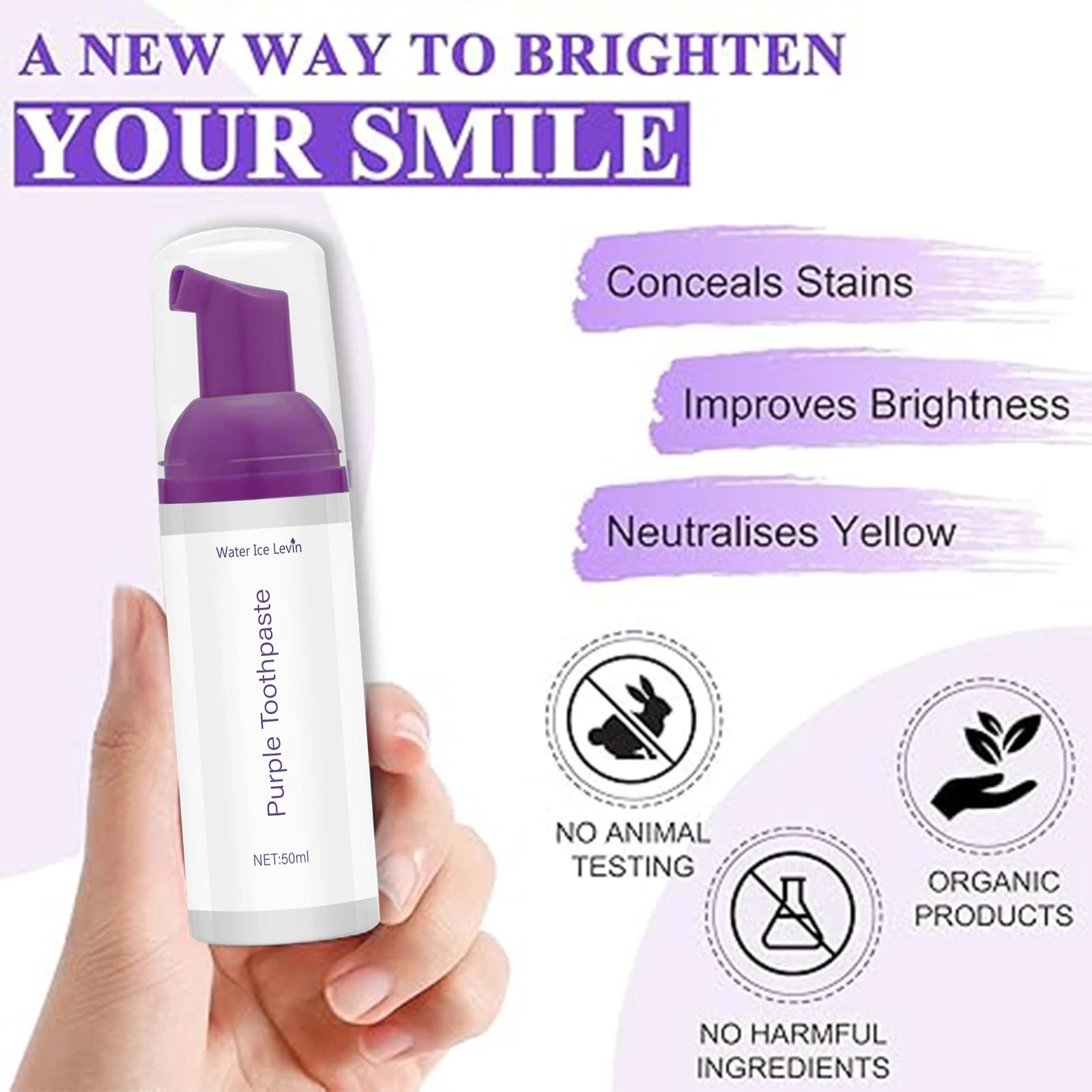 Purple Mousse Toothpaste 50ml – Whitening & Fresh Breath Mousse Toothpaste Oasis Select