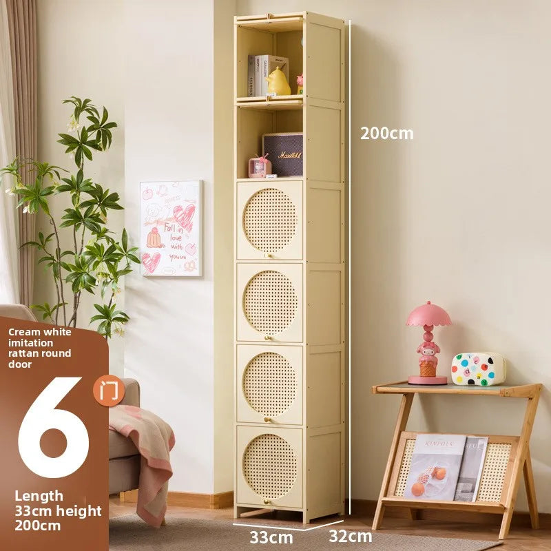 Bookshelf Shelf Floor-to-ceiling bookcase Locker integrated with wall storage Household wood with door Dust-proof display Oasis Select Milk White 6-33
