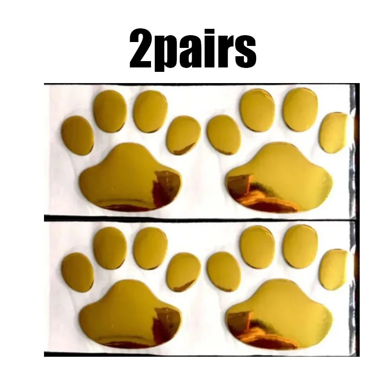 1/2/4pairs Car 3D Stereo Footprint Car Stickers Creative Dog Paw Body Stickers Soft Electric Car Footprint Personalized Stickers Oasis Select 2pairs golden