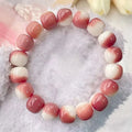 Two Tone Barrel Bead Bracelet Gradient Two Color Polished Stone Beaded Bangle Cute Daily Fashion Wrist Jewelry for Women Gift Oasis Select pink white