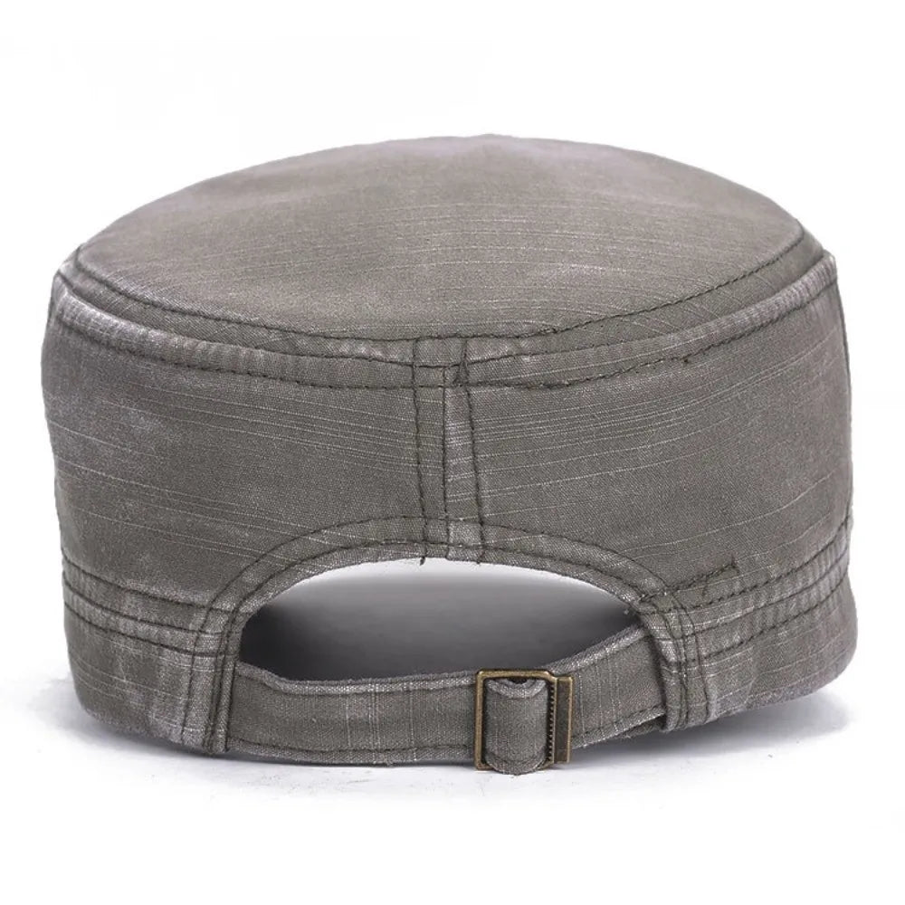Fashion Anti-UV Fishing Hat Cotton Adjustable Sun Hat Retro Outdoor Sunscreen Flat Top Hat Men Women Oasis Select