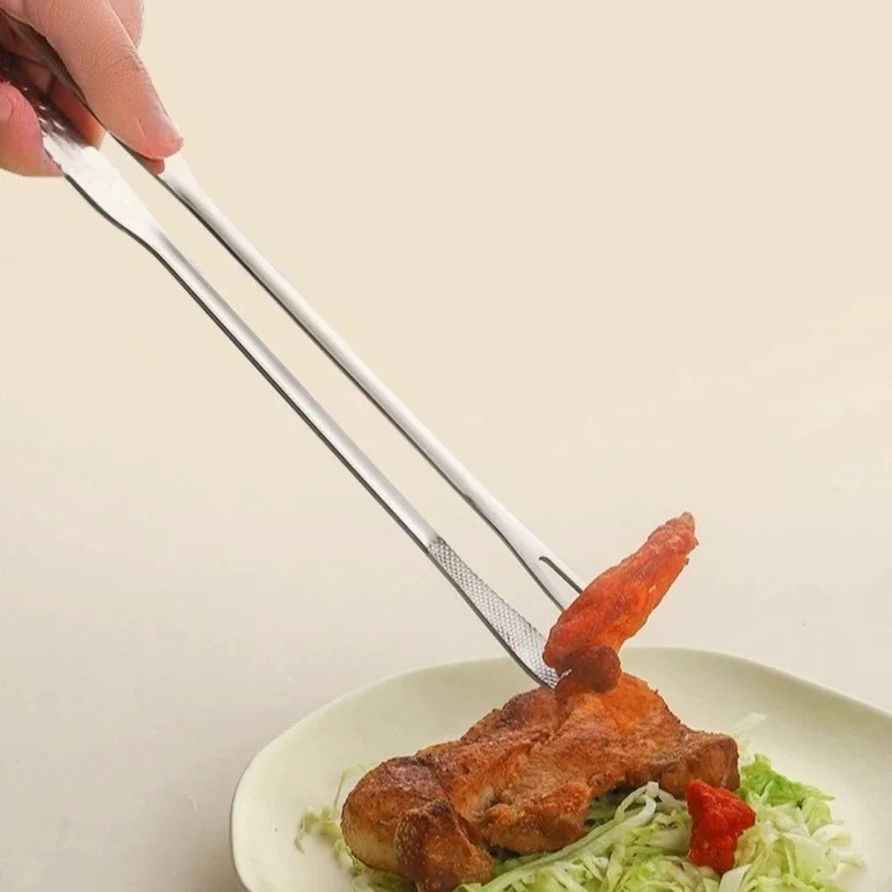 Stainless Steel Barbecue Tongs Heat Resistant Food Grade Long Handle Grill Tongs Non-Slip Fork Clip Food Tongs Steak Seafood Oasis Select