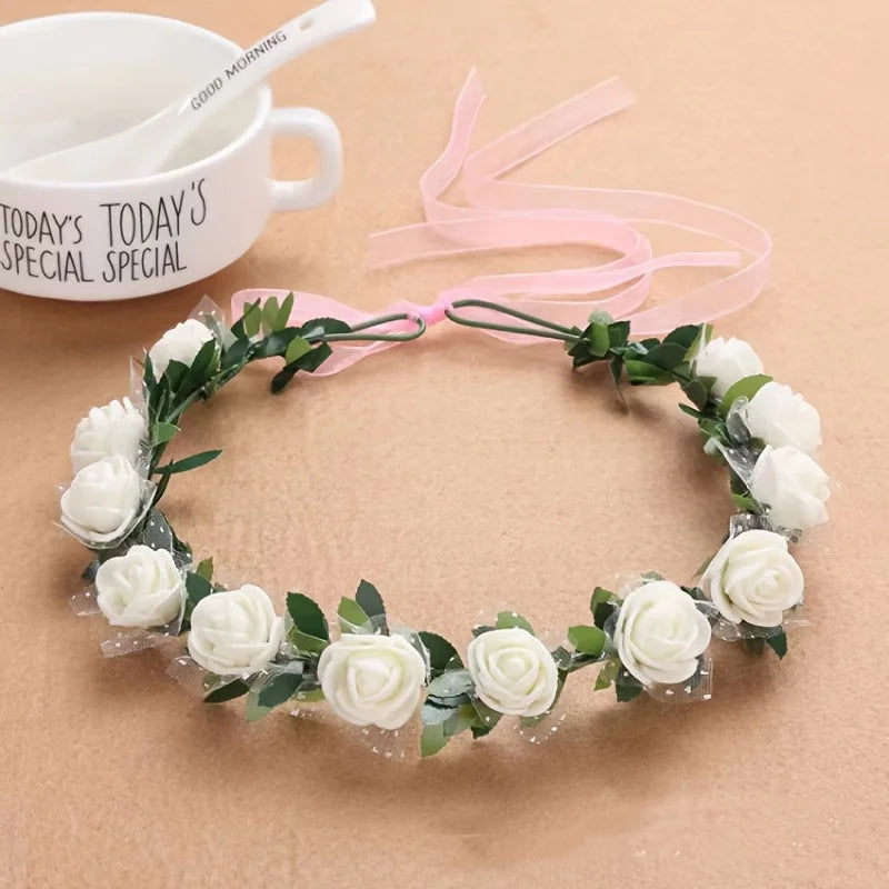 Forest Series Flower Crown For Women Exquisite Simulated Floral Hair Crown Spring Hair Decor Wreath, for Wedding Use Oasis Select
