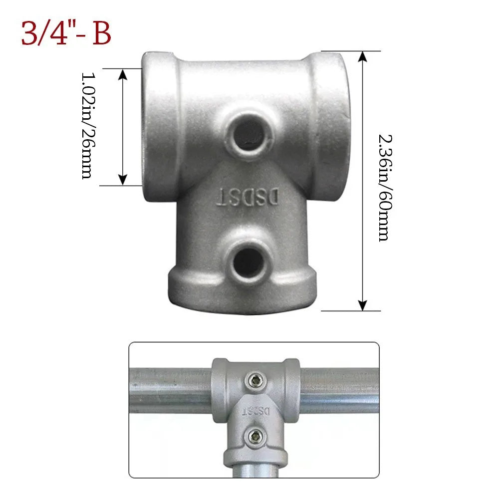 New 1\2''/3\4" Pipe Fitting Connector Aluminum Alloy Steel Fixed buckle Frame Fasteners DIY Corner Circular Pipe Connector pipes Oasis Select 3-4--- B