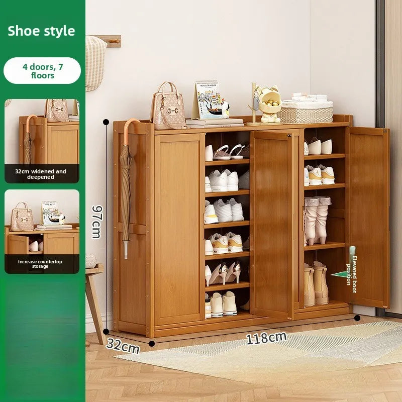 Durable Shoe Cabinet, Nanzhu Shoe Rack At The Entrance Of The Home, Storage Artifact, Space-saving And Dust-proof Entry Oasis Select 4 Door-7