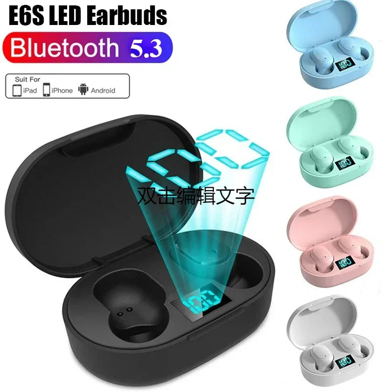 E6S Air Pro Fone Bluetooth Earphones Wireless Headphones LED Display Noise Cancelling Earbuds by Mic Wireless Bluetooth Headset Oasis Select