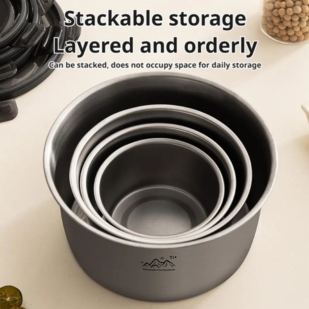 Rust Proof Titanium Ultralight Portable Food Sealing Bowl with Lid Fresh-keeping Portable Purification Dinner Box For Picnic Oasis Select