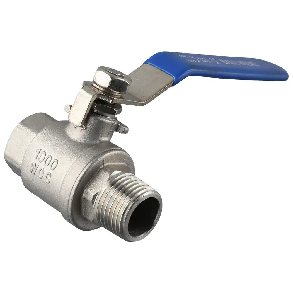High Pressure Resistant 304 Stainless Steel Ball Valve 1/2" Female x Male Water Valve 1000 WOG Silver Shut-Off Switch Water Oasis Select