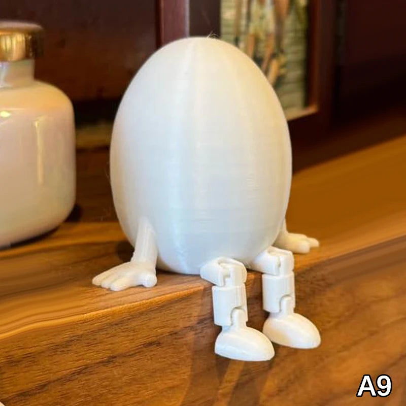 Articulated Bunny Egg Figurine Easter Decoration Movable Leg Joint Egg Statue Home Office Desktop Ornament And Gift Oasis Select A9