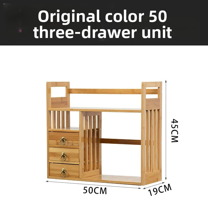 Nanzhu with pumping office small bookshelf desktop storage simple desktop bookshelf student bookshelf shelf Oasis Select three draw 50