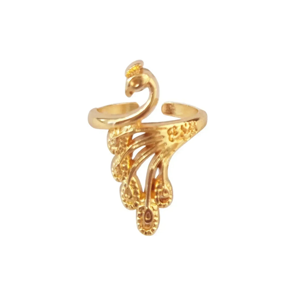 1 Piece Metal Knitting Tools Handamde Peacock Finger Ring Blade Needle Braiding Crochet Yarn Guide Accessories Ring Wool Crafts Oasis Select Gold-3x2cm