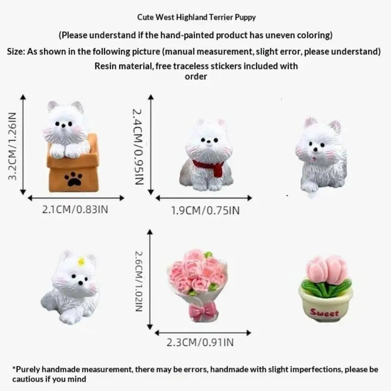 Cute Scarf West Highlands Puppy Resin Dogs Miniature Figurines Terrarium Oasis Select