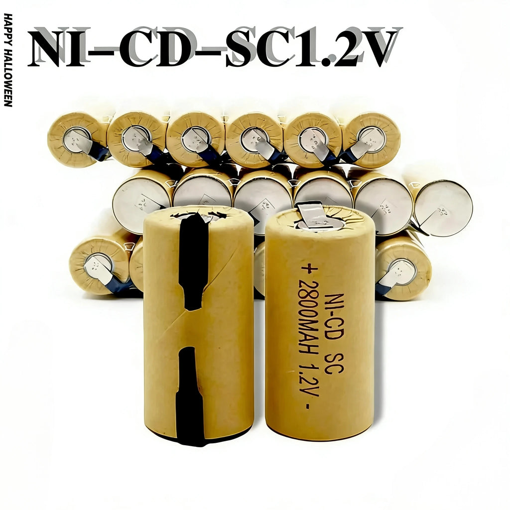 1.2V Battery SC Rechargeable Battery 1.2V 2800mAh Sub C NI-CD Cell With Welding Tabs for Electric Drill Screwdriver DIY BATTERI Oasis Select 20 PCS