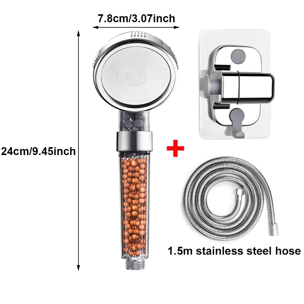 1pc Filtered Shower Head ABS High Pressure Water Saving Spray Handheld Clear Showerheads with With Filter Beads for Bathroom Oasis Select Large Shower Set