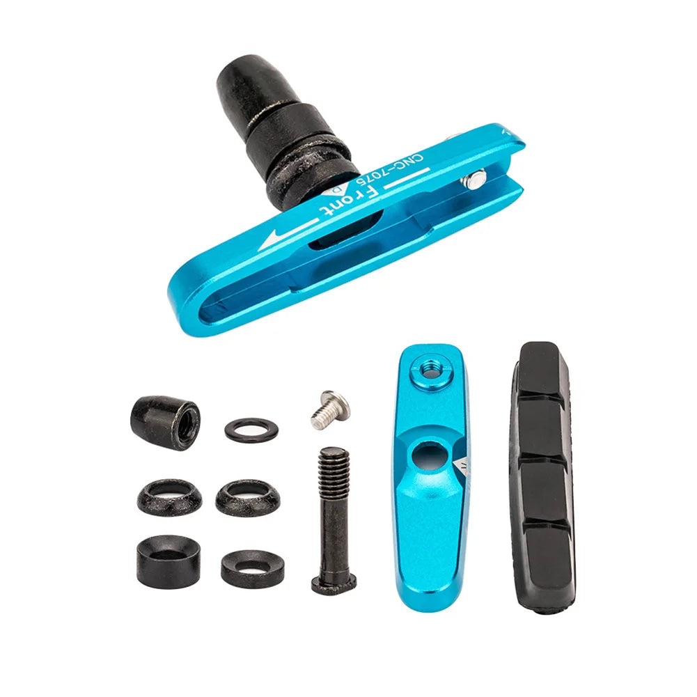 Premium Rubber + Aluminum Alloy VBrake Blocks Brake Pads for Bike Bicycle Cycle in Black Red Blue Gold Silver Purple Oasis Select