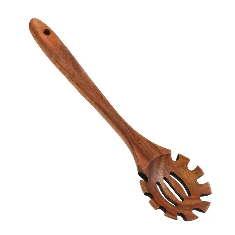 Wood Spaghetti Spoon Spaghetti Server Spoon 12.6 Inch Hangable Spaghetti Spoon Wood Pasta Ladle with Teeth for Pasta Spaghetti Oasis Select