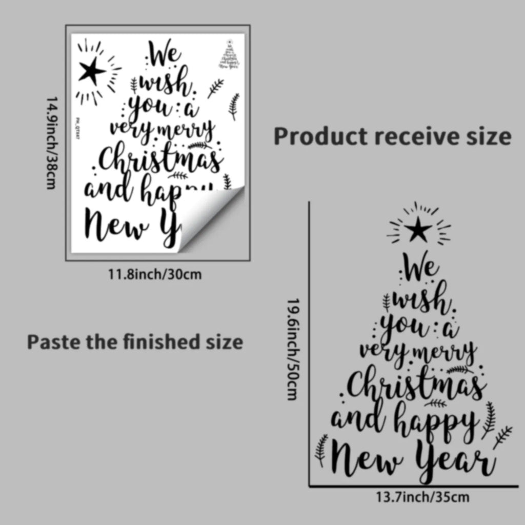 Xmas Tree Stickers Decorative Removable Wall Decals Festive Window Stickers Pvc Holiday Wall Stickers For Window Office Living Oasis Select