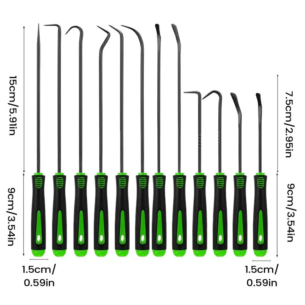12Pcs Precision Car Oil Seal Screwdriver Set O-Ring Gasket Puller Removal Tool Pick Hook Repair Tools Craft Hand Tool Oasis Select Green