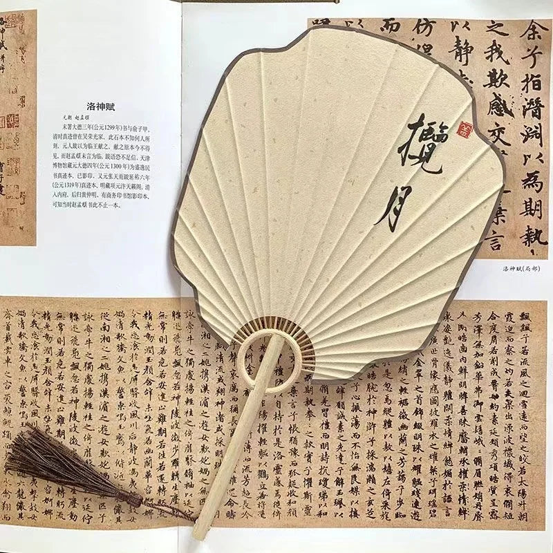 Hand-made group fan ancient Zen style Hanfu palace fan handwriting calligraphy painting Japanese style diy fan Oasis Select