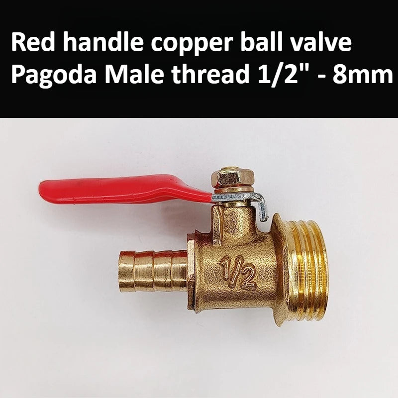 Brass Pagoda Ball Valve 1/2/3/4 Point Female and Male Threads 6/8/10/12mm Water, Oil, Gas, Fuel Pipe Accessories Oasis Select 1l2 Male - 8mm Pagoda